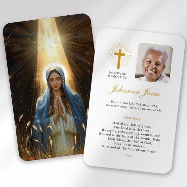 Funeral Loss Hail Mary Prayer Sympathy Card Visitkort (Skapare uppladdad)