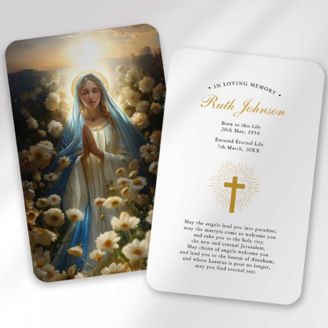 Funeral Loss Hail Mary Prayer Sympathy Card Visitkort (Skapare uppladdad)