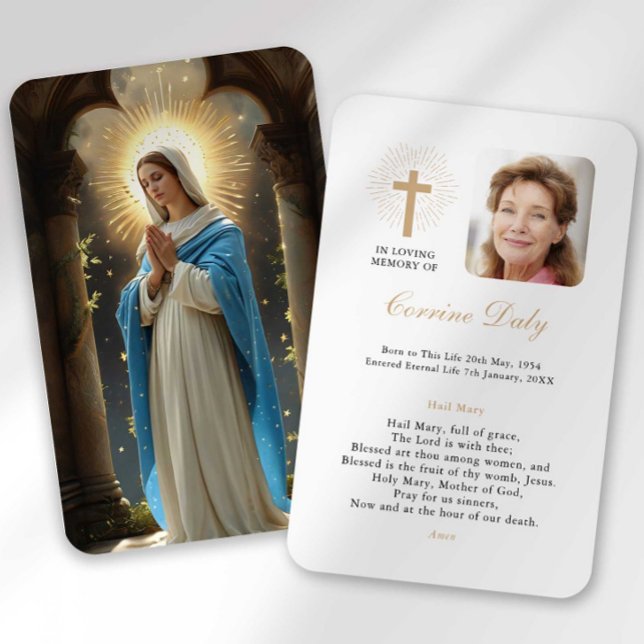 Funeral Loss Hail Mary Prayer Sympathy Card Visitkort (Skapare uppladdad)