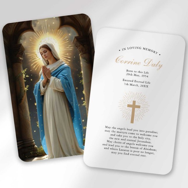 Funeral Loss Hail Mary Prayer Sympathy Card Visitkort (Skapare uppladdad)