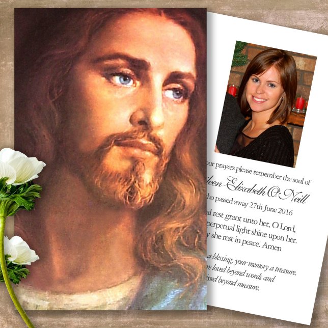 Funeral Loss Jesus Kristus Prayer Sympathy Cards Visitkort (catholic, religious, celebration of life, in loving memory of, prayer cards for bereavement)