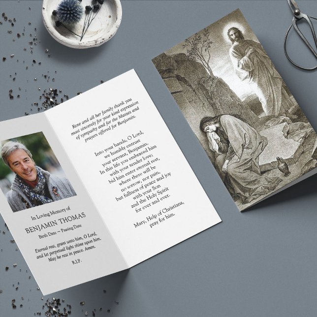 Funeral Loss Jesus & Mary Prayer Sympathy Cards Kort (catholic, religious, celebration of life, in loving memory of, prayer cards for bereavement)
