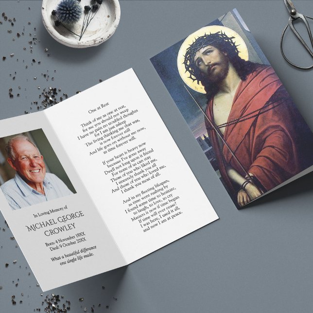 Funeral Loss Jesus Thorns Prayer Sympathy Cards Kort (catholic, religious, celebration of life, in loving memory of, prayer cards for bereavement)