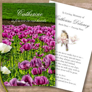 Funeral Loss Lila Poppy Prayer Sympathy Cards Visitkort