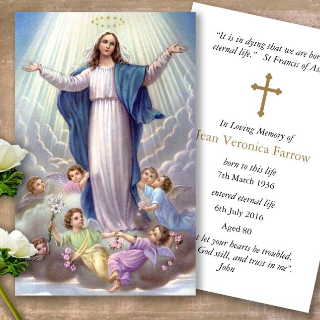 Funeral Loss Secret Rosary Prayer Sympathy Cards Visitkort (catholic, religious, celebration of life, in loving memory of, prayer cards for bereavement)