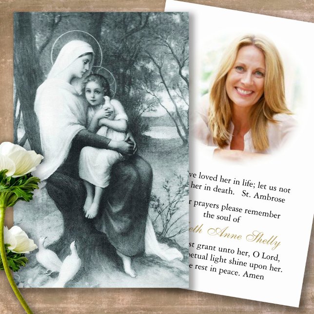 Funeral Loss St Anne & Mary Prayer Sympathy Cards Visitkort (catholic, religious, celebration of life, in loving memory of, prayer cards for bereavement)