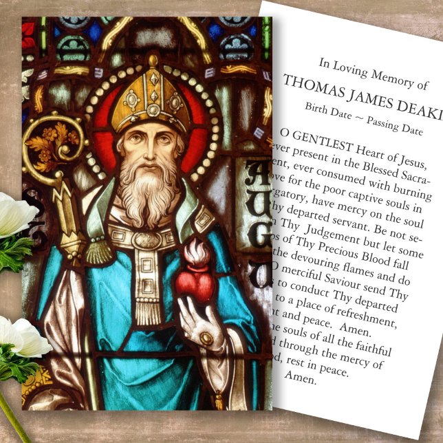 Funeral Loss St Augustine Prayer Sympathy Cards Visitkort (catholic, religious, celebration of life, in loving memory of, prayer cards for bereavement)