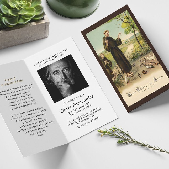 Funeral Loss St Francis Prayer Sympathy Cards Visitkort (catholic, religious, celebration of life, in loving memory of, prayer cards for bereavement)