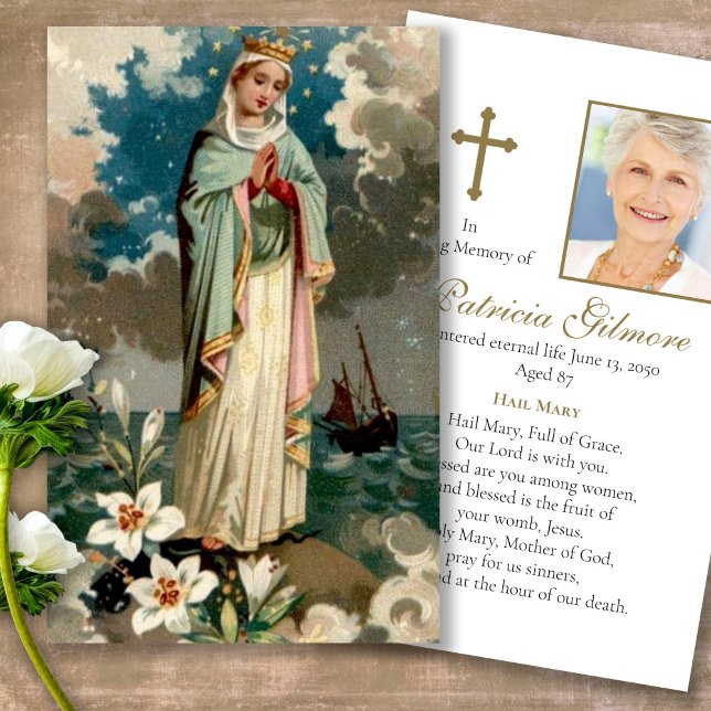 Funeral Loss Stella Maris Prayer Sympathy Cards Visitkort (catholic, religious, celebration of life, in loving memory of, prayer cards for bereavement)