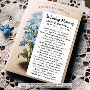 Funeral Memento Gods Garden Dikt Personlig Fraktsedel