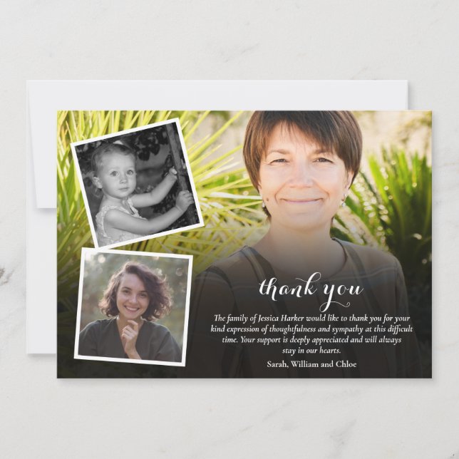 Funeral Memorial 4 Photo Collage Script Tack Kort (Framsida)