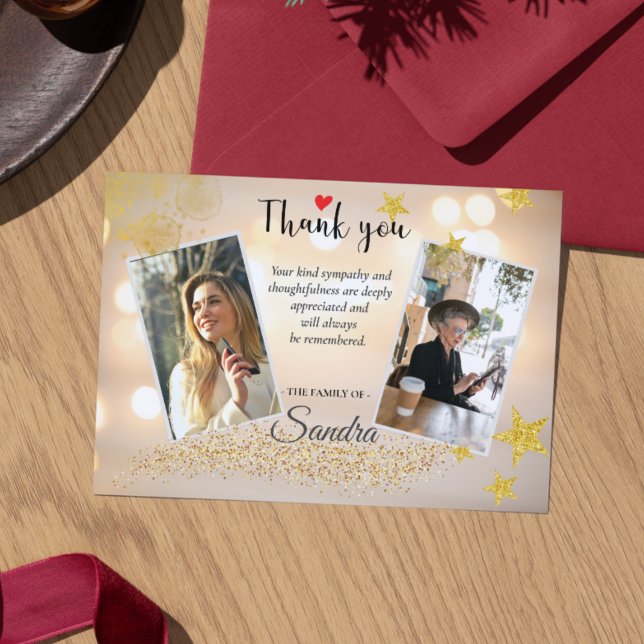 Funeral Memorial Before & After Photo Tack Kort (Funeral Memorial Before & After Photo Thank You Card)