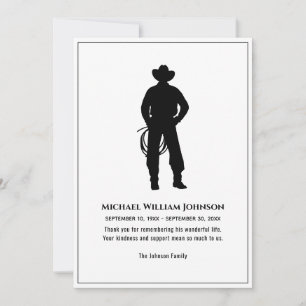 Funeral Memorial Black and White Cowboy Lasso Tack Kort