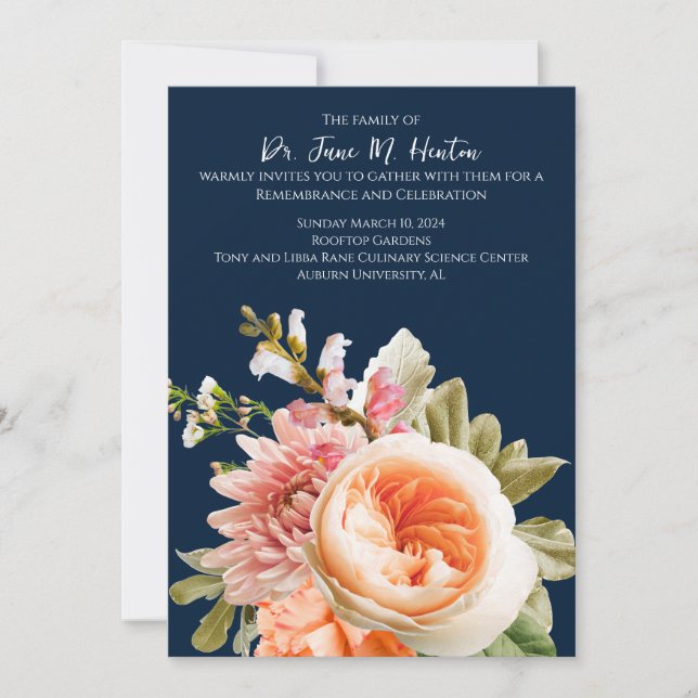 Funeral Memorial Blommigt 011124B Inbjudningar (Framsida)