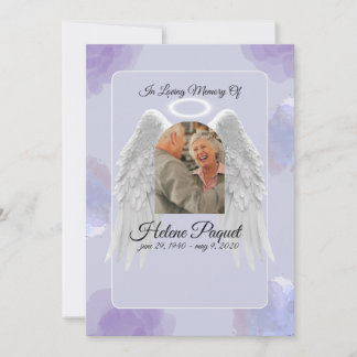 Funeral Memorial Design Template – Angel Wings Inbjudningar