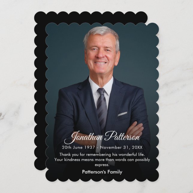 Funeral Memorial | Firande i Life-sympati Tack Kort (Fram/baksida)