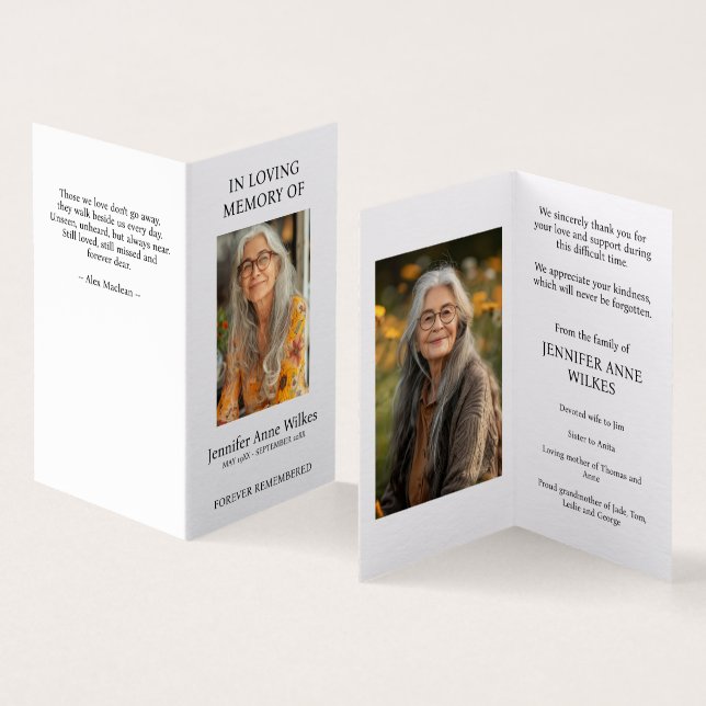 Funeral Memorial Firande i Life Tack Kort (In- och utsida)