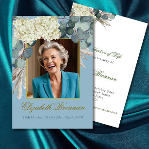 Funeral Memorial Firande of Life Blommigt Photo Inbjudningar