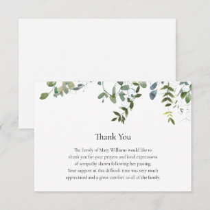 Funeral Memorial Greenery Tackkort Card Tack Kort