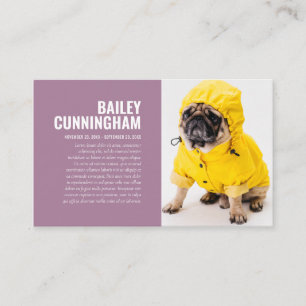 Funeral Memorial in Loving Memory Pet Photo Card Visitkort