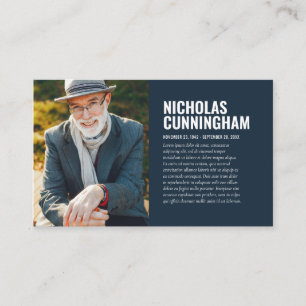 Funeral Memorial in Loving Memory Photo Card Visitkort