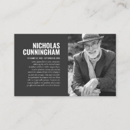 Funeral Memorial in Loving Memory Photo Card Visitkort