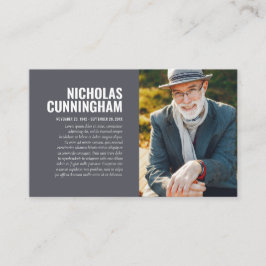 Funeral Memorial in Loving Memory Photo Card Visitkort