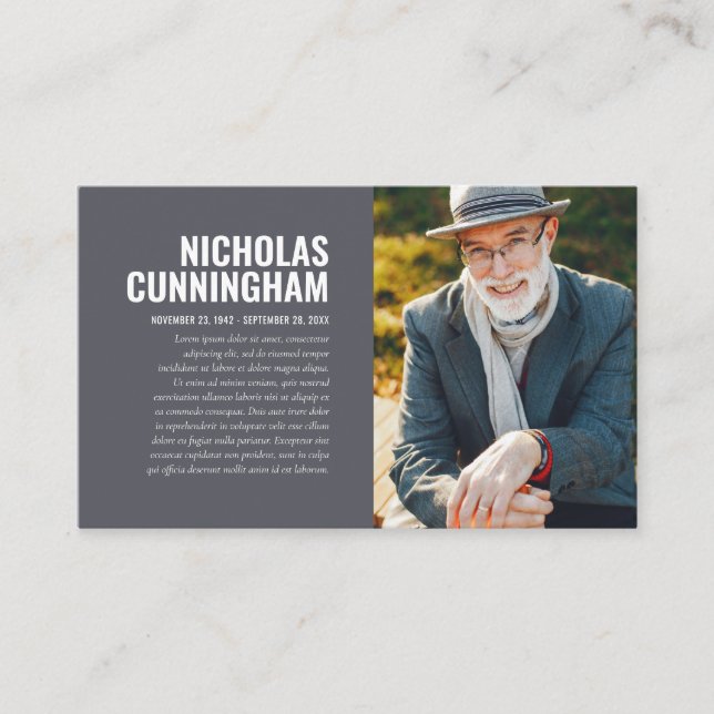 Funeral Memorial in Loving Memory Photo Card Visitkort (Framsida)