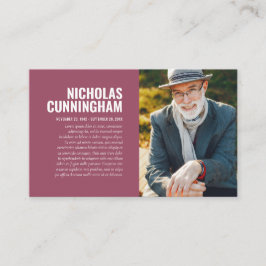 Funeral Memorial in Loving Memory Photo Card Visitkort