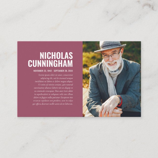 Funeral Memorial in Loving Memory Photo Card Visitkort (Framsida)