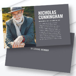 Funeral Memorial in Loving Memory Photo Card Visitkort