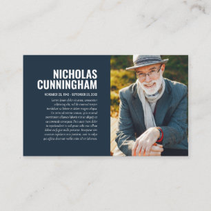 Funeral Memorial in Loving Memory Photo Card Visitkort