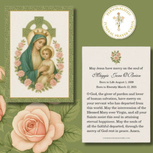 Funeral Memorial Irish Celtic Kor Jesus Mary Visitkort