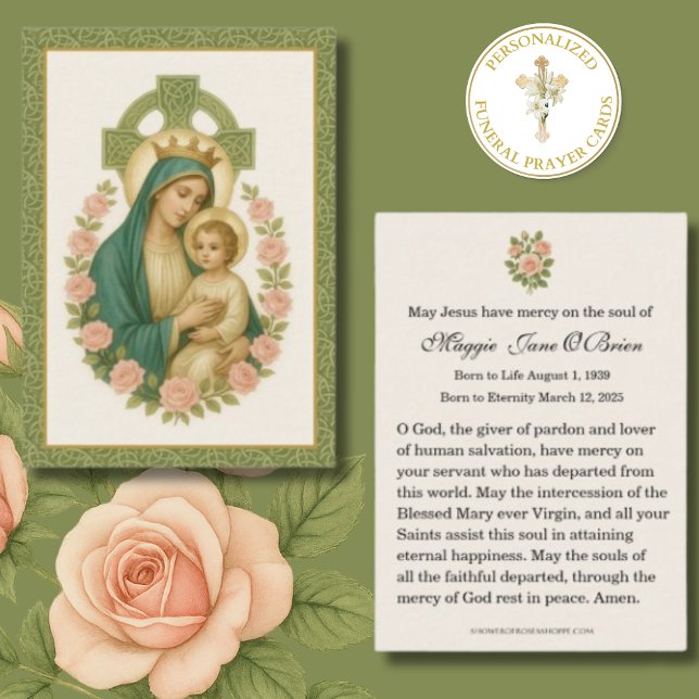 Funeral Memorial Irish Celtic Kor Jesus Mary Visitkort (Skapare uppladdad)