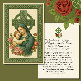 Funeral Memorial Irish Celtic Kor Mary Jesus Visitkort