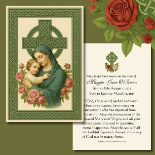 Funeral Memorial Irish Celtic Kor Mary Jesus Visitkort