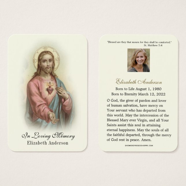 Funeral Memorial Jesus Prayer Heliga Card Visitkort (Framsida & baksida)