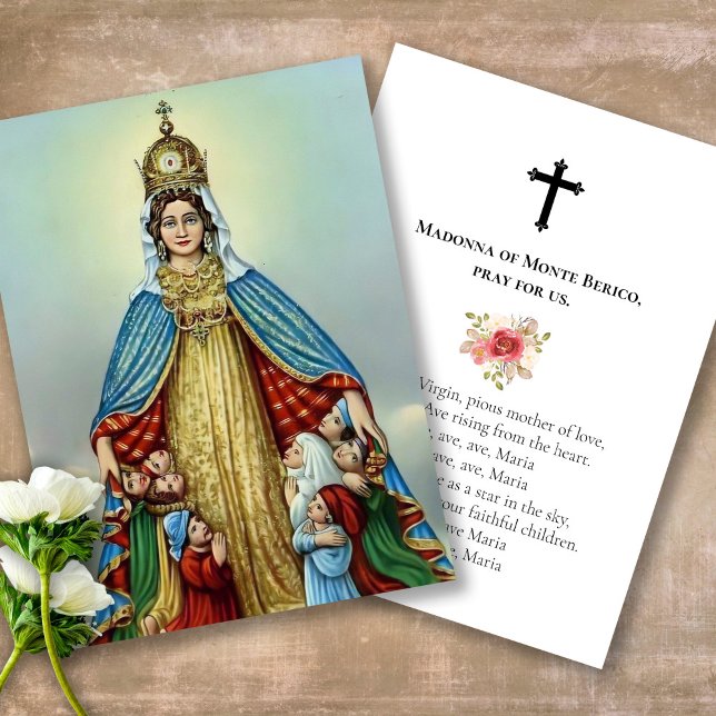 Funeral Memorial Madonna Prayer Sympathy Cards Visitkort (catholic, religious, celebration of life, in loving memory of, prayer cards for bereavement)
