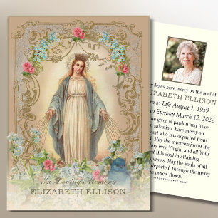 Funeral Memorial Mary Photo Prayer Card Visitkort