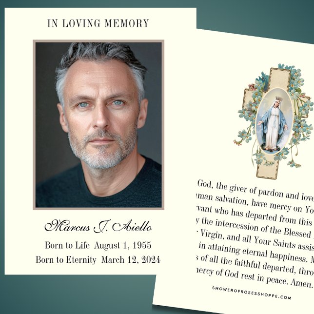 Funeral Memorial Mary Prayer Heliga Card Visitkort (Skapare uppladdad)