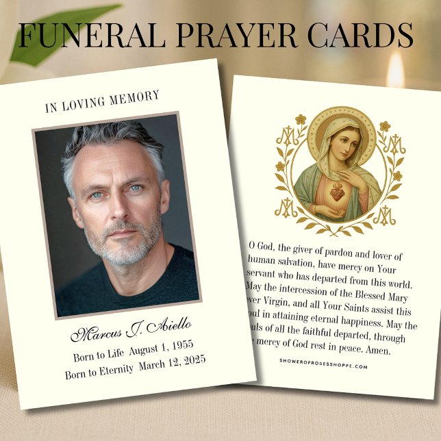 Funeral Memorial Mary Prayer Photo Visitkort (Skapare uppladdad)