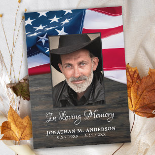 Funeral Memorial Patriotic Veteran American Flagga Tack Kort