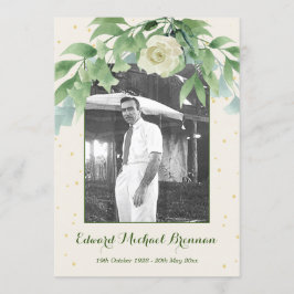 Funeral Memorial Photo Elegant Ro Foliage Inbjudningar