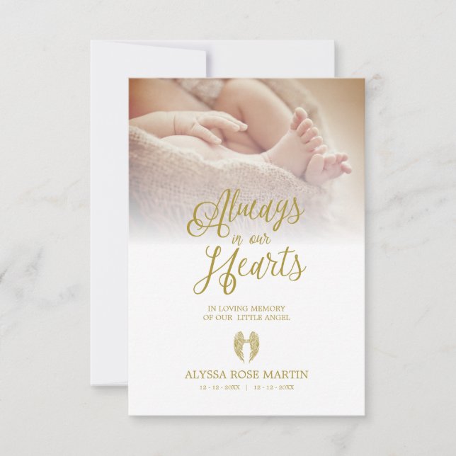 Funeral Memorial Photo Litlle Angel Wings Dear One (Framsida)