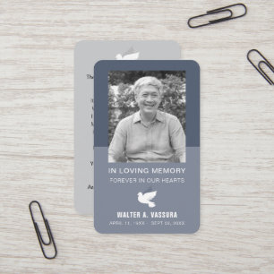 Funeral Memorial Prayer Dove Photo Card Visitkort