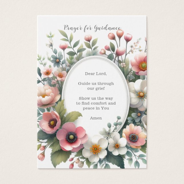 Funeral / Memorial Prayer for Guidance Visitkort (Framsidan)