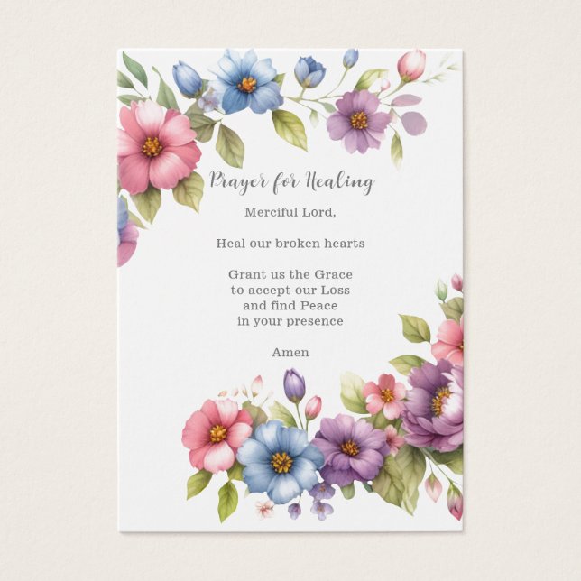 Funeral/Memorial Prayer för läkning Visitkort (Framsidan)