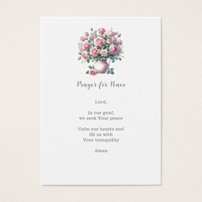 Funeral / Memorial Prayer for Peace Visitkort (Framsidan)