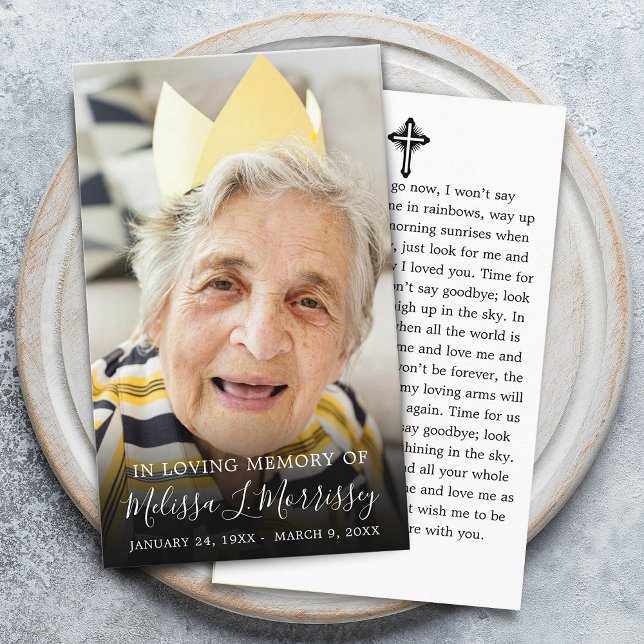 Funeral Memorial Prayer Photo Visitkort (Funeral Memorial Prayer Photo Business Card)