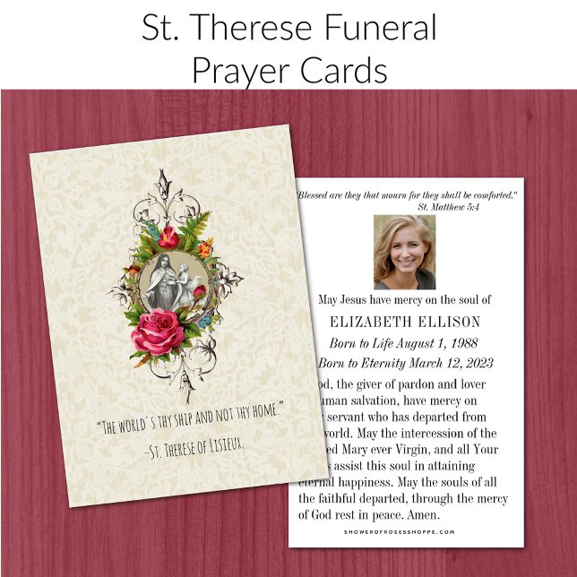 Funeral Memorial Prayer St. Therese Visitkort (Skapare uppladdad)